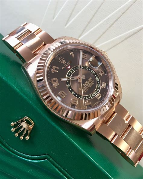 rolex sky-dweller rose gold chocolate dial|rolex sky dweller price uk.